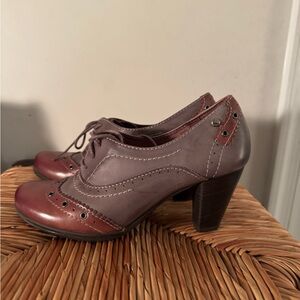 Pikolinos Women's Two-Tone Lace-Up Block Heel Oxford — olive and brown size 36